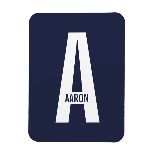 Magnet Flexible Monogramme et nom personnalisés gras modernes (Vertical)