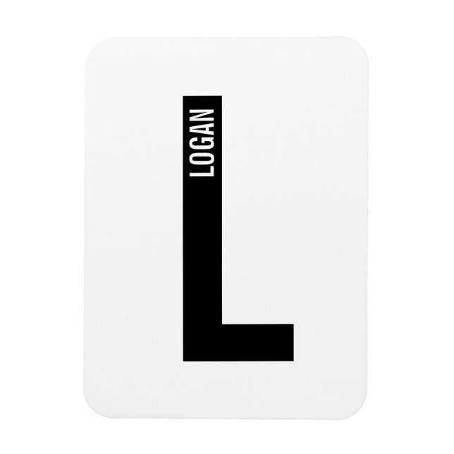 Magnet Flexible Monogramme et nom personnalisés gras modernes (Vertical)