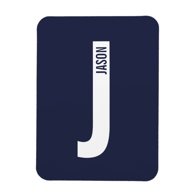 Magnet Flexible Monogramme et nom personnalisés gras modernes (Vertical)