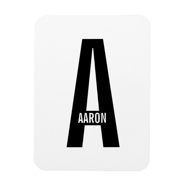 Magnet Flexible Monogramme et nom personnalisés gras modernes (Vertical)