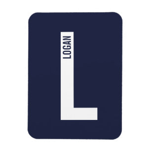 Magnet Flexible Monogramme et nom personnalisés gras modernes