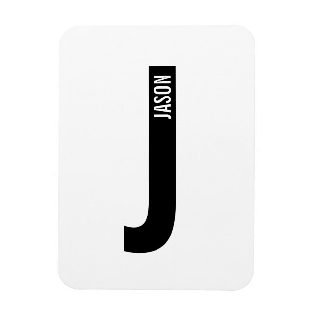 Magnet Flexible Monogramme et nom personnalisés gras modernes (Vertical)