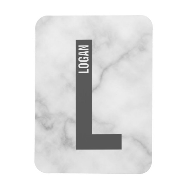 Magnet Flexible Monogramme et nom personnalisés gras modernes (Vertical)