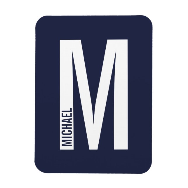 Magnet Flexible Monogramme et nom personnalisés modernes (Vertical)