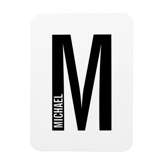 Magnet Flexible Monogramme et nom personnalisés modernes (Vertical)
