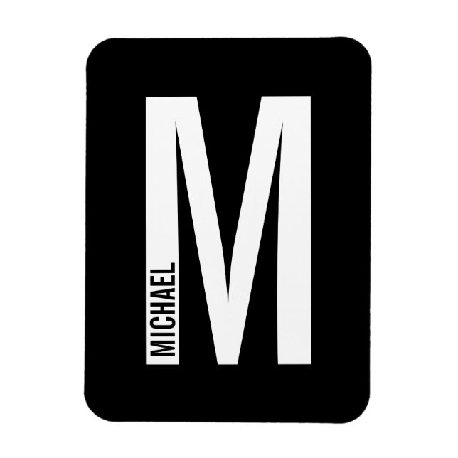 Magnet Flexible Monogramme et nom personnalisés modernes (Vertical)