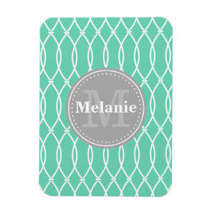 Magnet Flexible Monogramme gris Motif de la menthe moderne