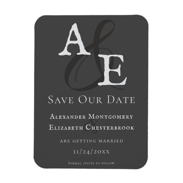 Magnet Flexible Monogramme minimaliste gris (Vertical)