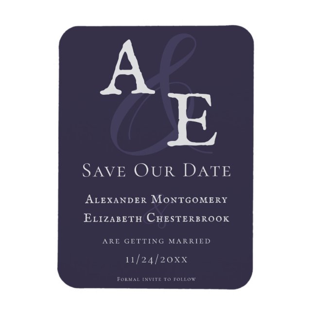 Magnet Flexible Monogramme minimaliste Plum violet (Vertical)