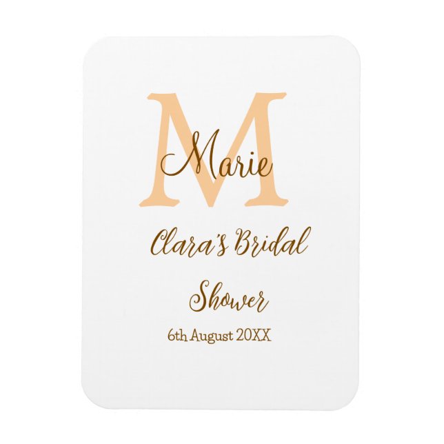 Magnet Flexible Monogramme orange pour fête de mariage avec nom mo (Vertical)