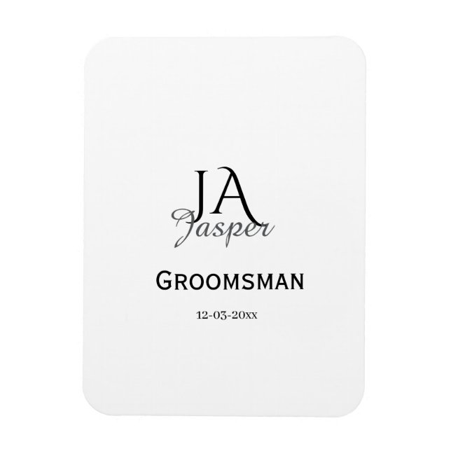 Magnet Flexible Monogramme personnalisé témoin nom date (Vertical)