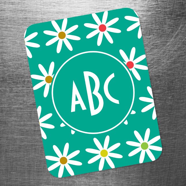 Magnet Flexible Monogramme points marguerite sarcelle (Créateur téléchargé)