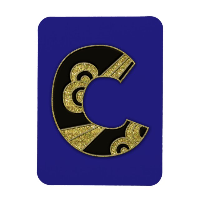 Magnet Flexible monogramme rétro - C (Vertical)