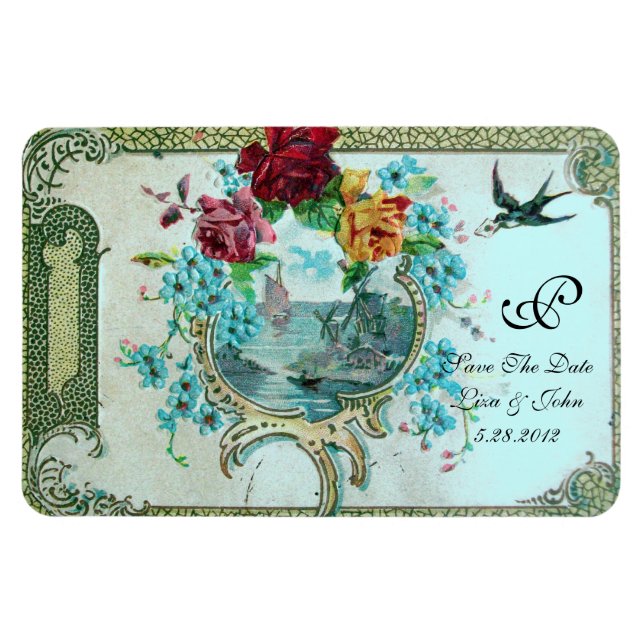 Magnet Flexible MONOGRAMME ROMANTİCA 3, Enregistrer La Date (Horizontal)