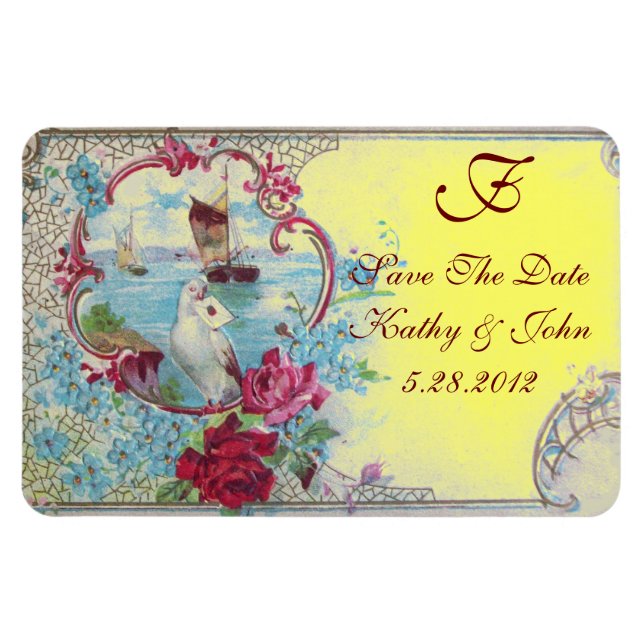Magnet Flexible MONOGRAMME ROMANTİCA, Enregistrer La Date, Jaune (Horizontal)