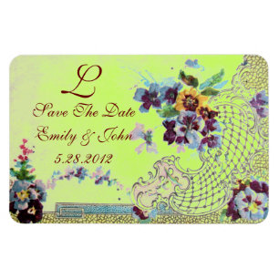 Magnet Flexible MONOGRAMME ROMANTİCA, Enregistrer La Date, vert