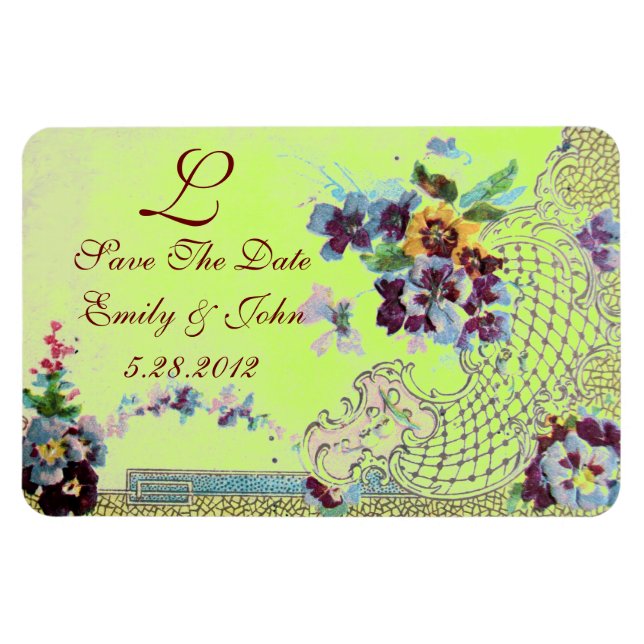 Magnet Flexible MONOGRAMME ROMANTİCA, Enregistrer La Date, vert (Horizontal)