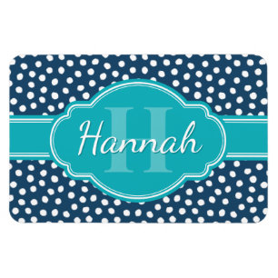 Magnet Flexible Monogramme Turquoise de Motif à pointes blanches d