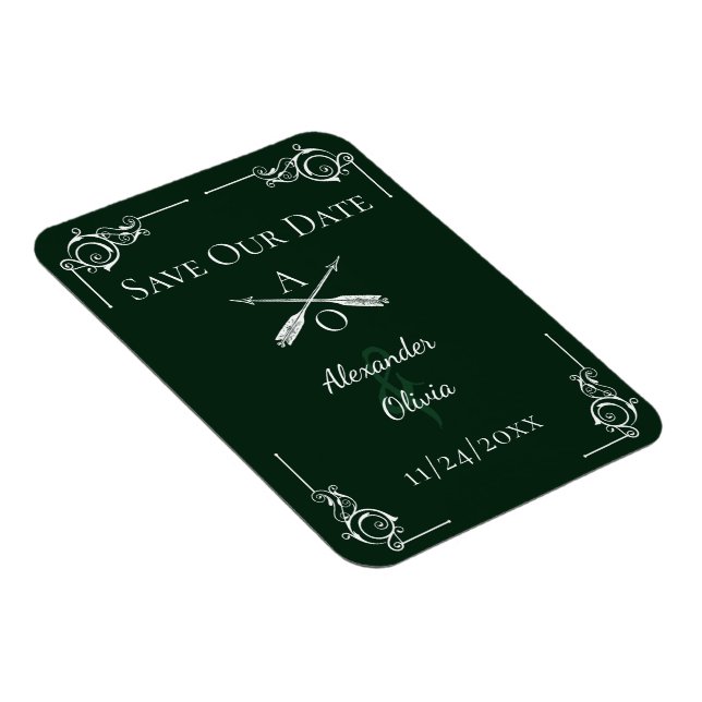 Magnet Flexible Monogramme vert émeraude et flèches Enregistrer la (Côté Droit)