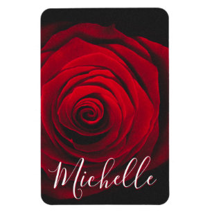 Magnet Flexible Monographie personnalisée rose rouge photo vintage