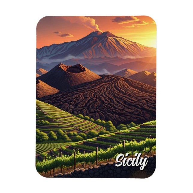 Magnet Flexible Mont Etna Sicile Italie (Vertical)