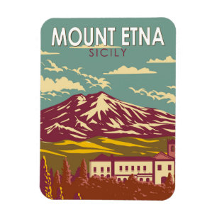 Magnet Flexible Mont Etna Sicile Voyage Art Vintage