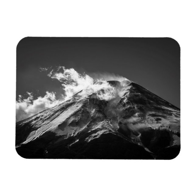 Magnet Flexible Mont Fuji en noir et blanc (Horizontal)