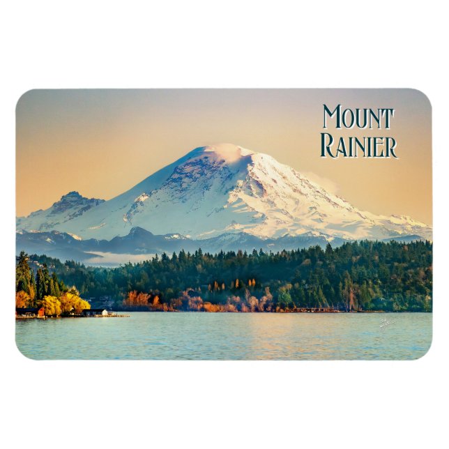Magnet Flexible Mont Rainier Lac Washington Pacifique Nord-Ouest (Horizontal)
