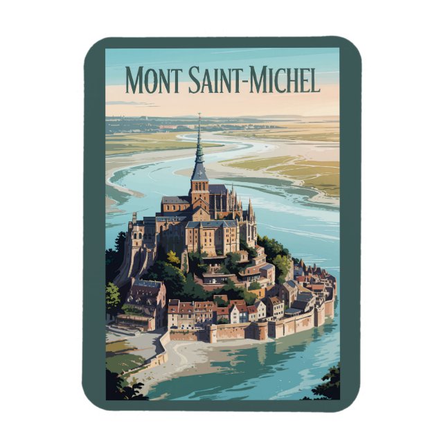 Magnet Flexible Mont-Saint-Michel France Illustration Travel Art (Vertical)