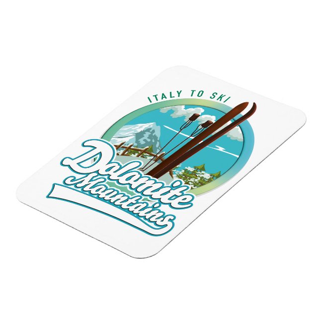Magnet Flexible montagnes de dolomite italie logo ski  (Côté Gauche)