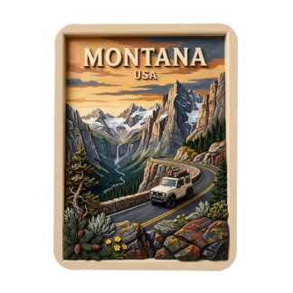 Magnet Flexible Montana Road Trip Glacier National Park Texture 3D