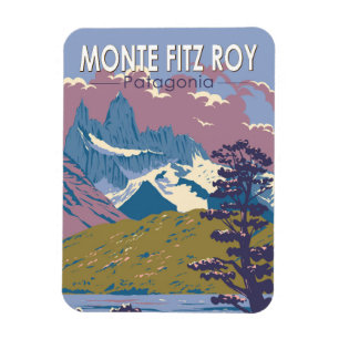 Magnet Flexible Monte Fitz Roy Patagonia Travel Art Vintage