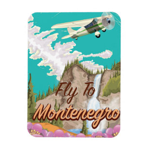 Magnet Flexible Monténégro affiche vintage voyage en avion