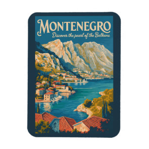 Magnet Flexible Monténégro Balkans Illustration Voyage Art Rétro