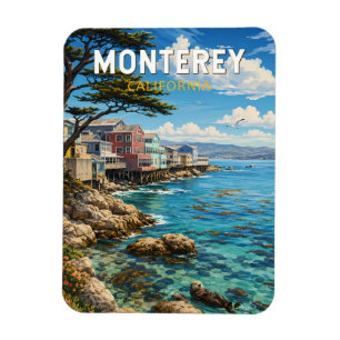 Magnet Flexible Monterey Californie Illustration Voyage Art Rétro