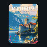 Magnet Flexible Montreux Suisse Travel Art Vintage<br><div class="desc">Montreux design de déplacement vectoriel rétro. Montreux est une station balnéaire traditionnelle située sur le lac Léman. Niché entre des collines escarpées et le lac.</div>