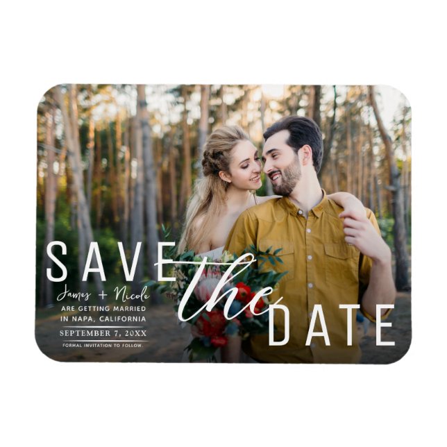 Magnet Flexible Moody Black Overlay Photo Enregistrer la date Mari (Horizontal)