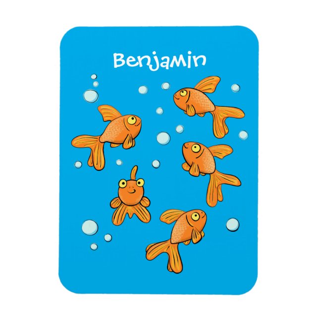 Magnet Flexible Morceau de poisson rouge orange mignon sur dessin  (Vertical)