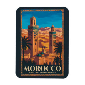 Magnet Flexible  Morocco Desert Illustration Travel Art Vintage