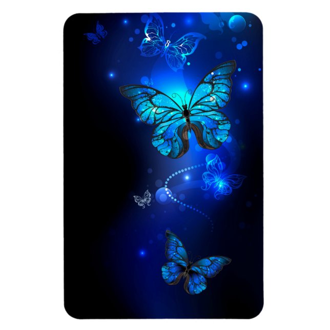 Magnet Flexible Morpho Butterfly in the Dark Background (Vertical)