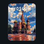Magnet Flexible Moscou Russie Travel Art Vintage<br><div class="desc">Moskova design de voyage vectoriel rétro. Moscou,  sur la Moskva,  dans l’ouest de la Russie,  est la capitale cosmopolite du pays.</div>