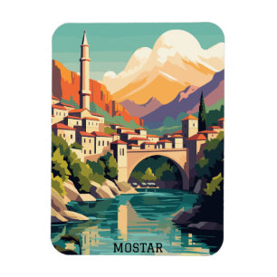 Magnet Flexible MOstar Bosnie-Herzégovine Vintage voyage rétro