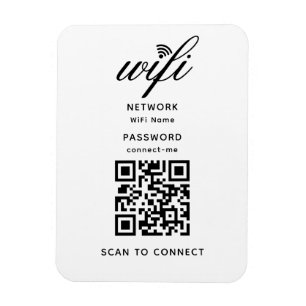 Magnet Flexible Mot de passe Internet Wifi Code QR Blanc Flexible