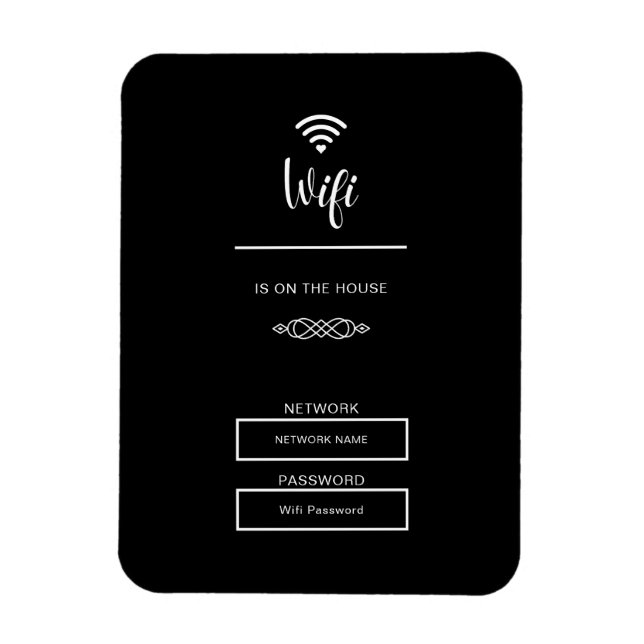 Magnet Flexible Mot de passe Wifi noir et blanc pour la maison (Vertical)