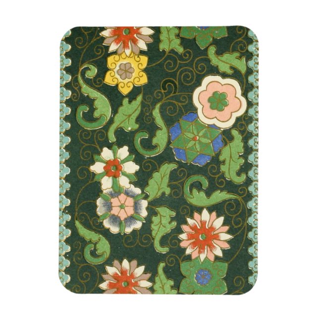 Magnet Flexible Motif antique cloisonné chinois : Vert Jade (Vertical)