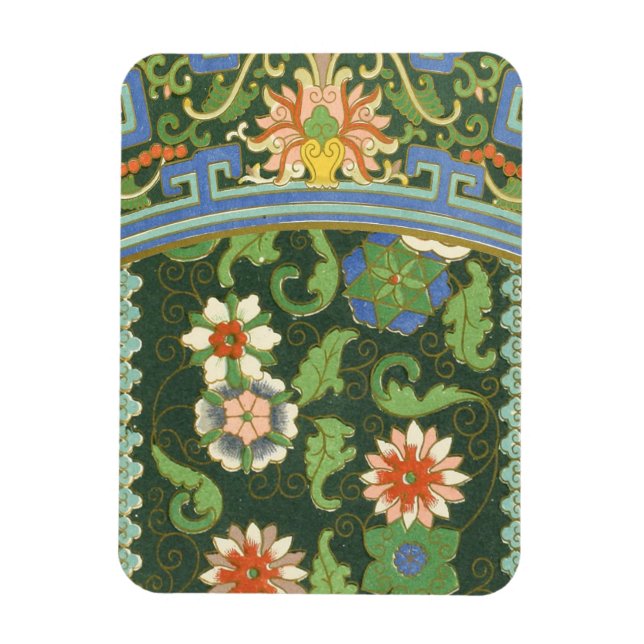 Magnet Flexible Motif antique cloisonné chinois : Vert Jade (Vertical)