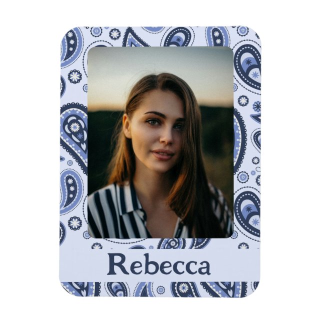 Magnet Flexible Motif Blue Paisley (Vertical)