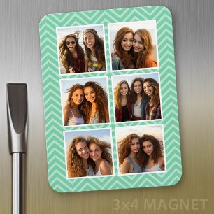 Magnet Flexible Motif Chevron Mint avec Collage de 6 Photos Tendan