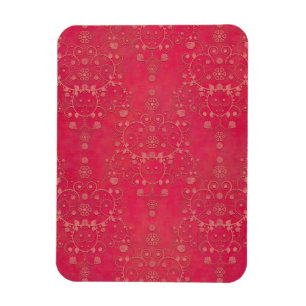 Magnet Flexible Motif damassé floral rose profond