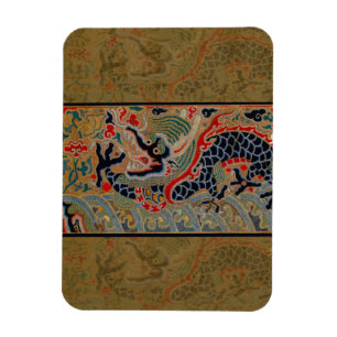 Magnet Flexible Motif de broderie en soie de dragon chinois antiqu